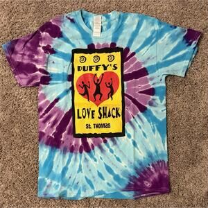 Vintage Gildan Heavy Cotton Tie Dye Duffy's Love Shack Men's T-Shirt M Blue